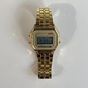 Y2K 2000s vintage retro gold stainless steel digital watch